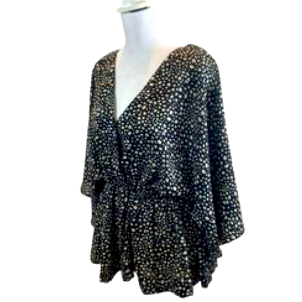 Mittoshop Black & White animal print blouse/top size S